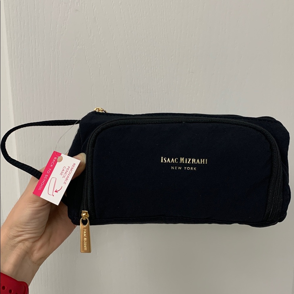 Isaac Mizrahi Black Nylon Makeup Bag / Pencil Case
